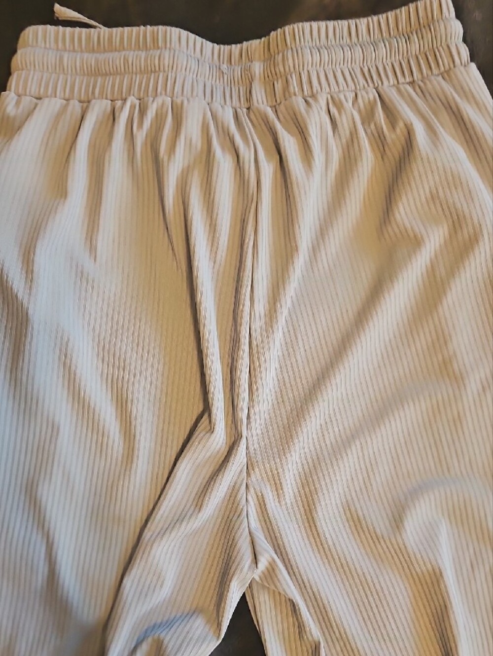 Womens Light Gray Ribbed Drawstring Pants - Picture 3 of 5